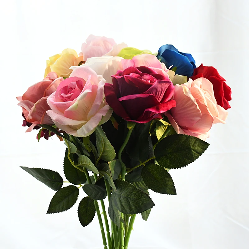 

5pcs 50cm Long Stem Rose Artificial Flowers Flannel Roses Flower DIY Bouquet for Wedding Decoration Home Decor Valentine Gifts