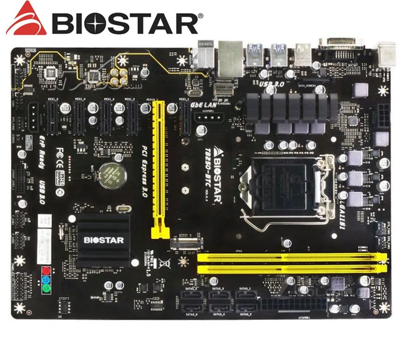 BIOSTAR TB250-BTC материнская плата DDR4 для intel LGA 1151 32 Гб DVI SATA3 B250 настольная материнская плата