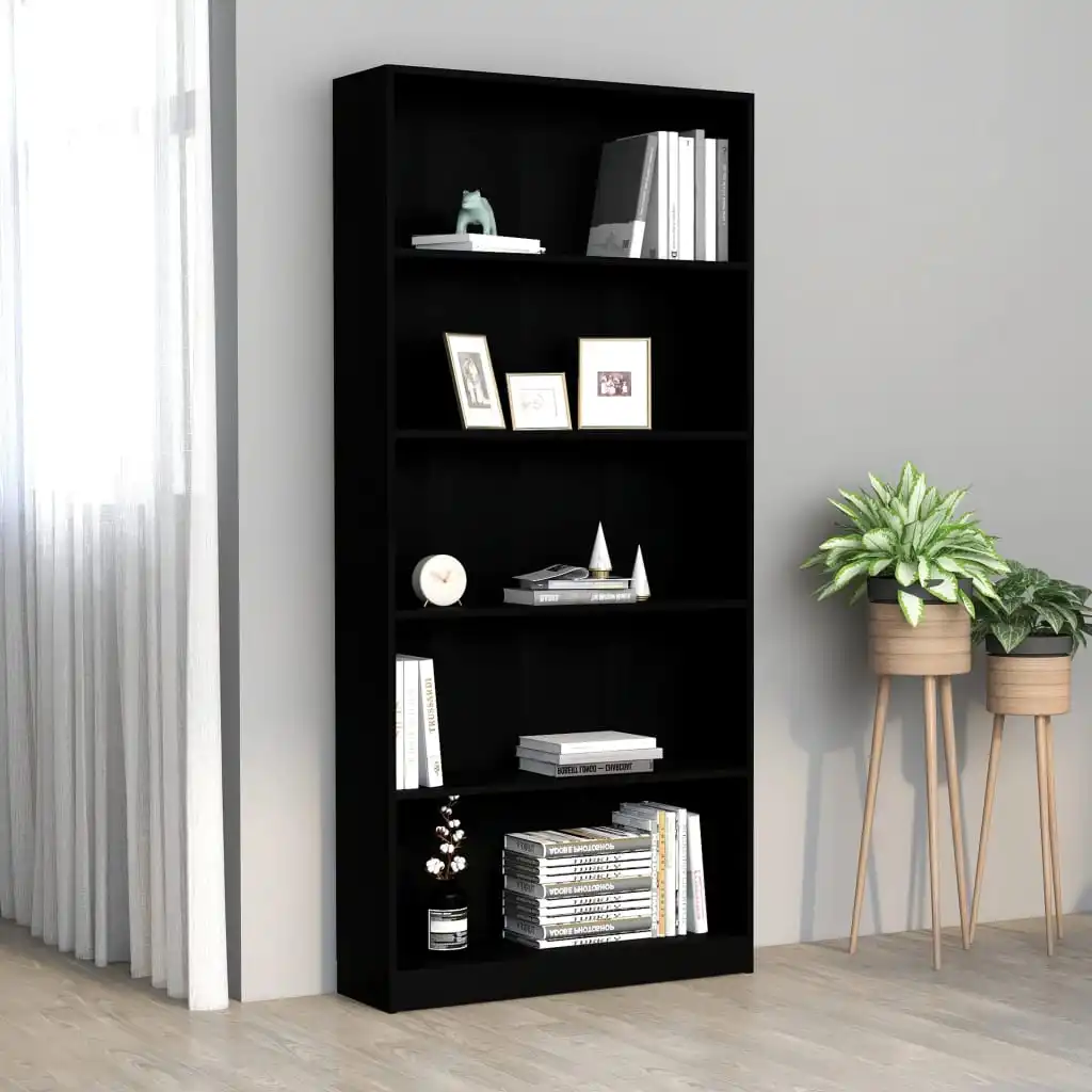 

5-Tier Book Cabinet Black 31.5"x9.4"x68.9" Chipboard
