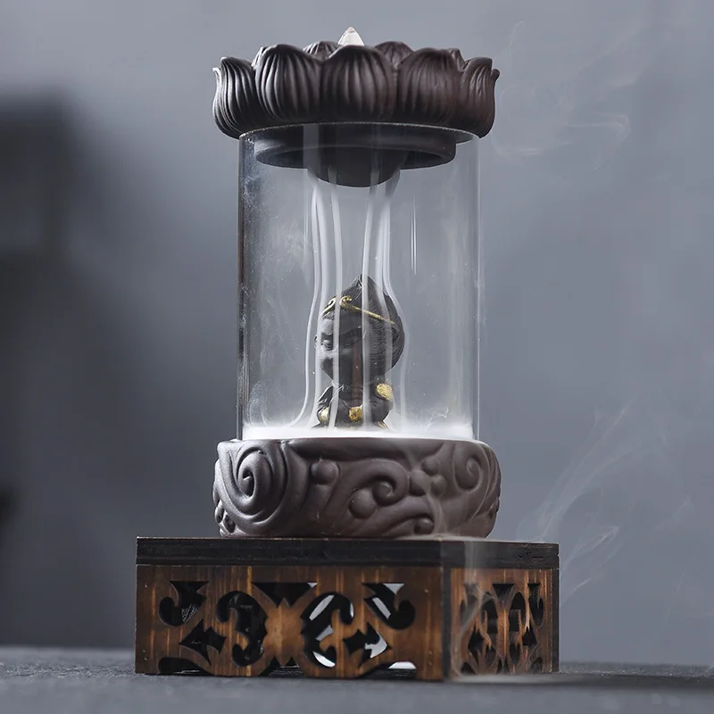 Курильница Обезьяна Король с прозрачной крышкой керамическое ремесло подставка
