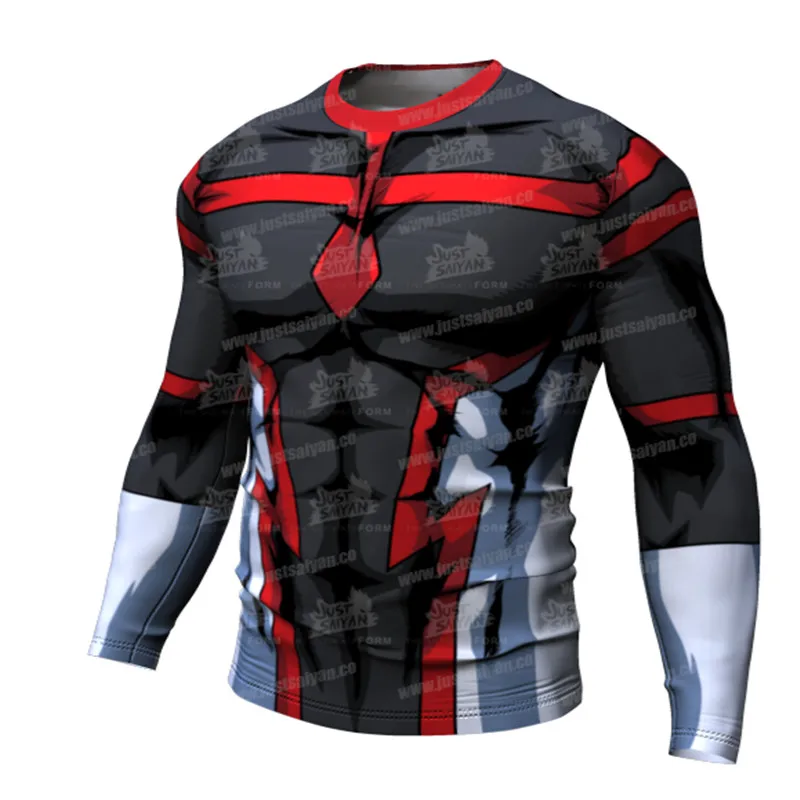 

2021 Summer New Long Sleeve T Shirts Men Compression Shirt Cartoon 3d Printing Running Fitness Sports Jerseys Breathable