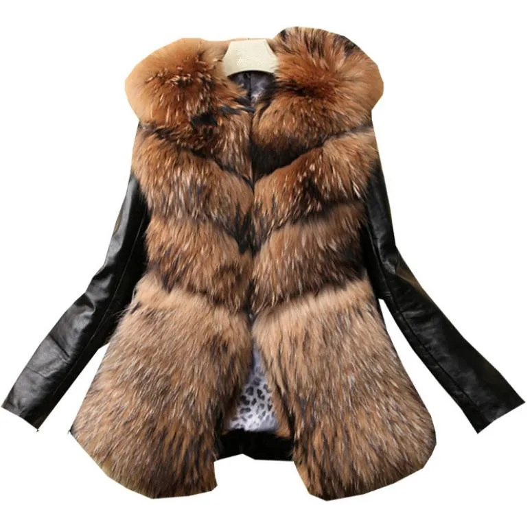 Куртка женская из искусственного меха в стиле пэчворк J3264 | Женская одежда