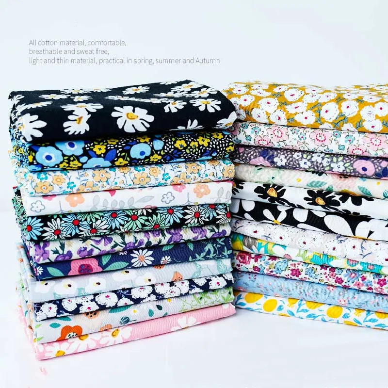 100% чистый хлопок поплин цветочный принт ткань тонкое платье рубашка сделай сам