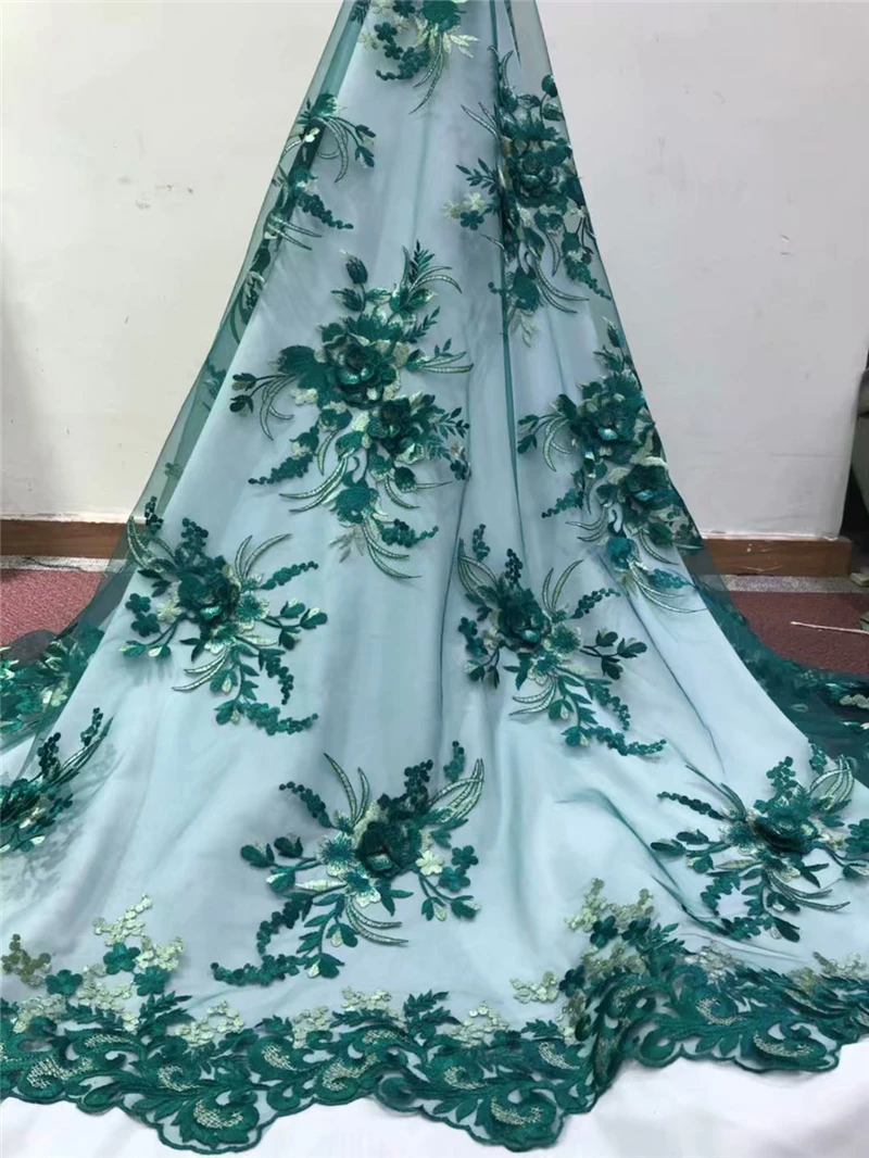 Персиковое/зеленое/розовое/Шампанское цветочное 3D французское кружево