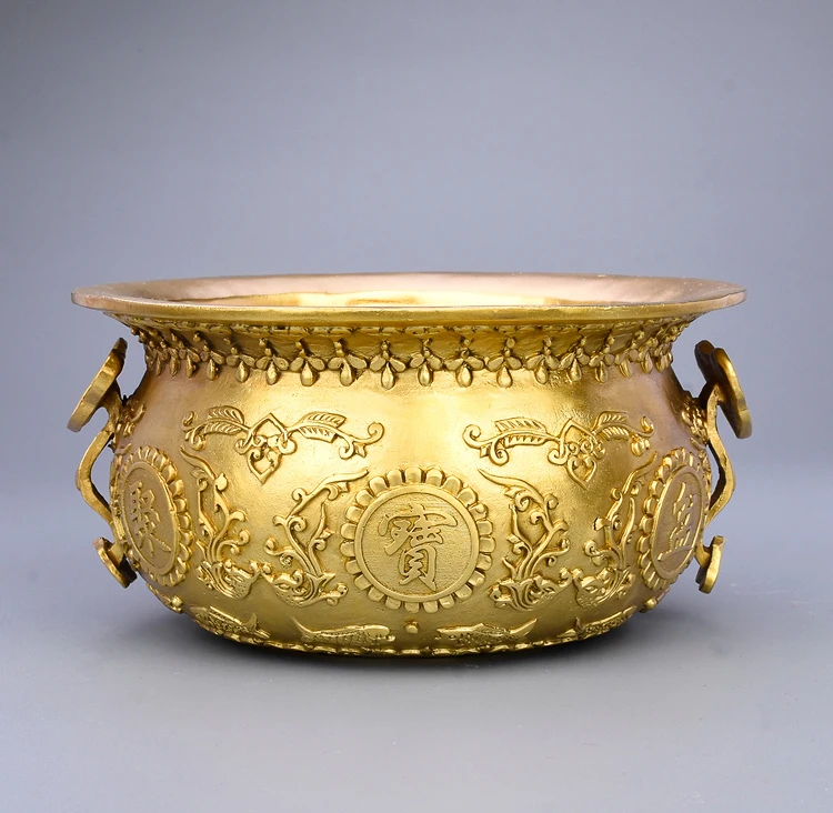 Southeast Asia HOME Exorcise evil spirits talisman Company SHOP Recruit money GOOD LUCK Crystal FENG SHUI Copper treasure bowl