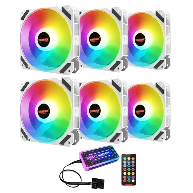 

COOLMOON JOY Case Fan 12cm Desktop Computer Silent + IR Remote Adjustable Speed 6PIN Cooling RGB CPU Case Fan