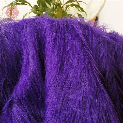 Purple per pic Luxury purple 9cm plush faux fur fabric for winter coat vest stage cosplay decor long fur fabric tissue DIY 150*50cm 1pc SP5419 - Цвет: Purple per pic