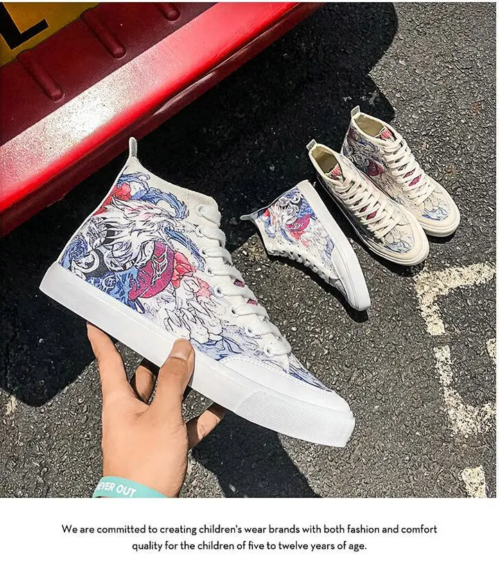 New Spring High Top Men Casual Vulcanize Shoes Boy Fashion Breathable Canvas Sneakers Graffiti Maker Comfortable Shoes A317