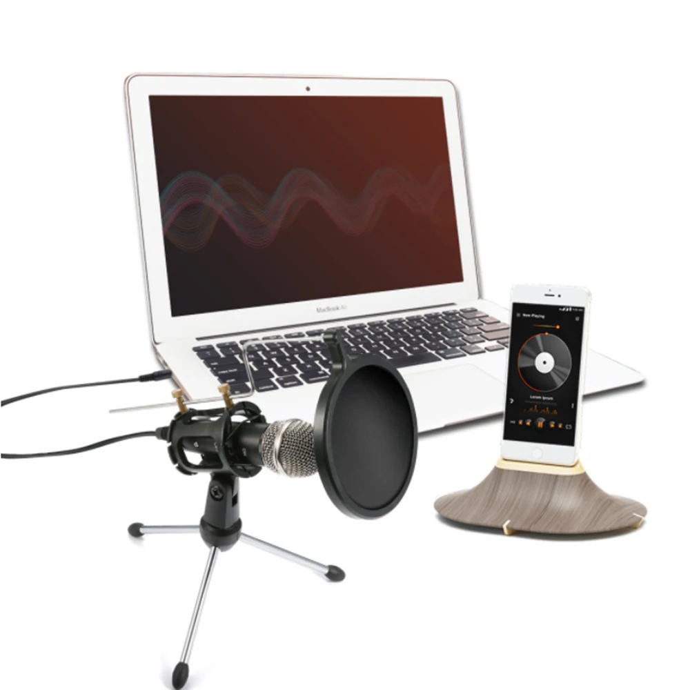 1Set Professional Condenser Microphone For Computer With Stand Phone PC Skype Studio 3.5 mm Microfone Karaoke Mic | Электроника