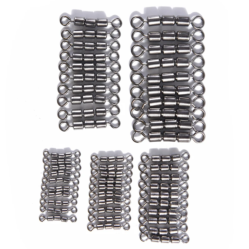 

10pcs/lot High Speed Connector Size2 4 6 8 10 Fishing Tools Tackle Accessories strength Fishing triple Rolling Swivel Barrel