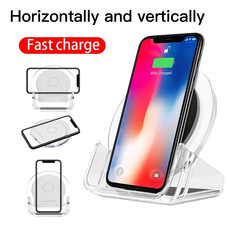 15W Wireless Charger Stand Desktop Fast Charging Dock Removable Phone Holder Bracket For Iphone Samsung