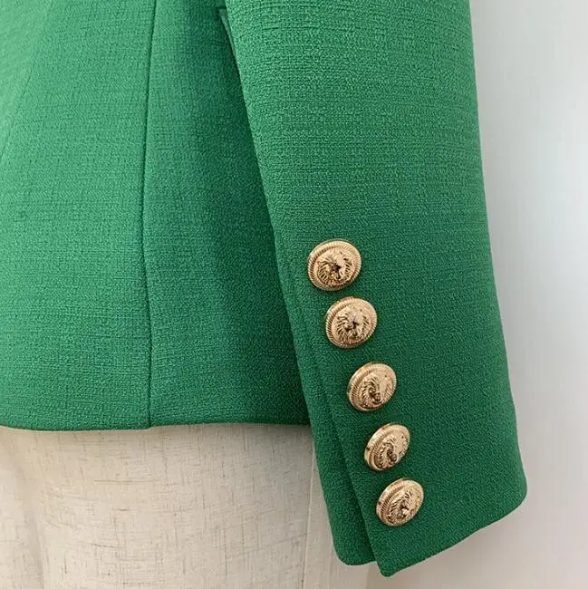 Женский офисный Блейзер на пуговицах демисезонный зеленый двубортный большого