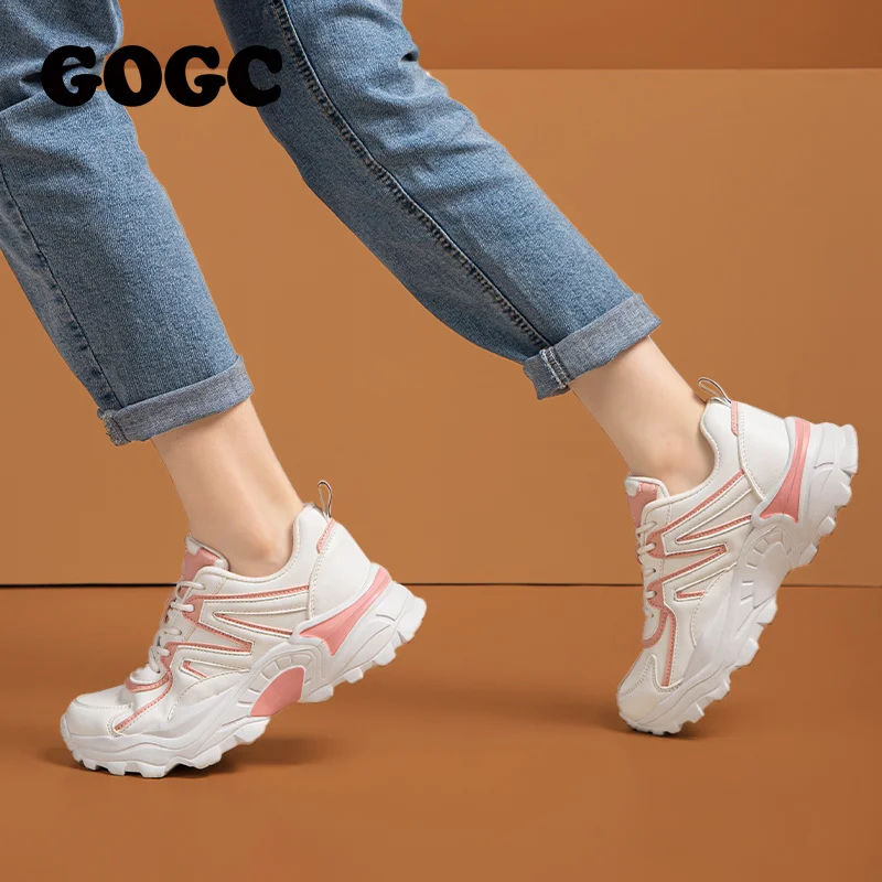 

GOGC Fashion Sport Casual Sneakers Women 2021 Spring Autumn Leather Breathable Comfortable Sneaker Platform Shoes Women G6734