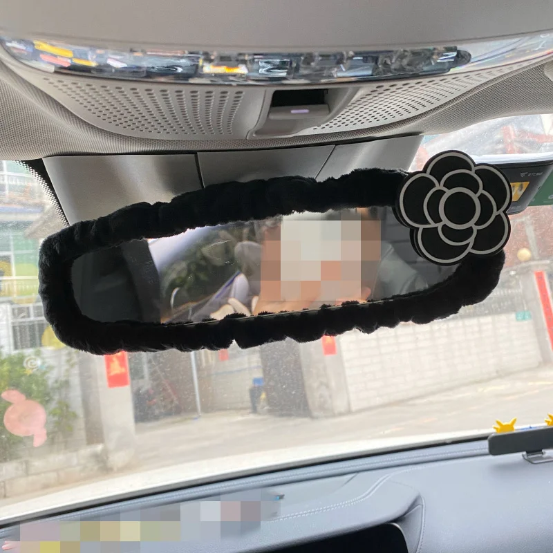 

Creative Camellia Flower Ice Silk Car Gear Shift Cover Auto Shifter Hand Brake Car SeatBelt Cover Car Interior Accessories