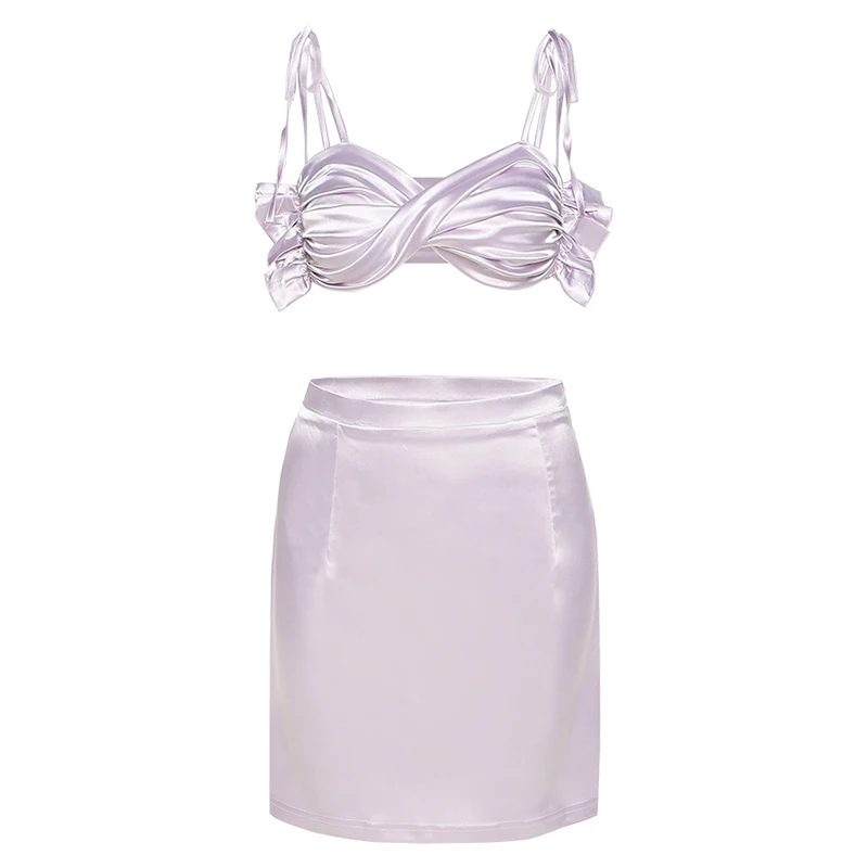 

2021 spring and summer new women's slim fashion camisole two-piece high waist skirt Ladies sexy and charming two-piece suit