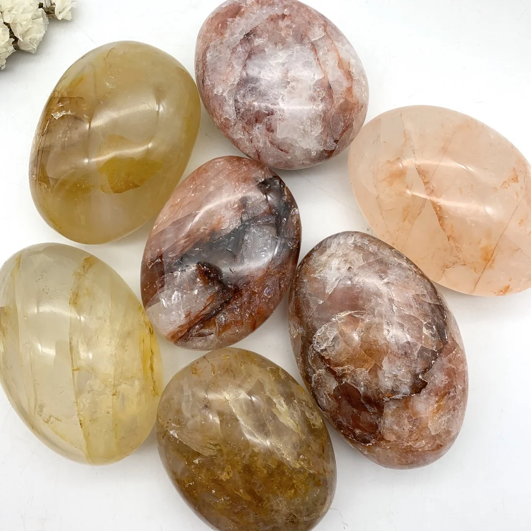 

Natural Yellow Red Fire Palm Quartz Gem Crystal Polished Raw Stones Irregular Shape Healing Home Decoration Reki Gifts