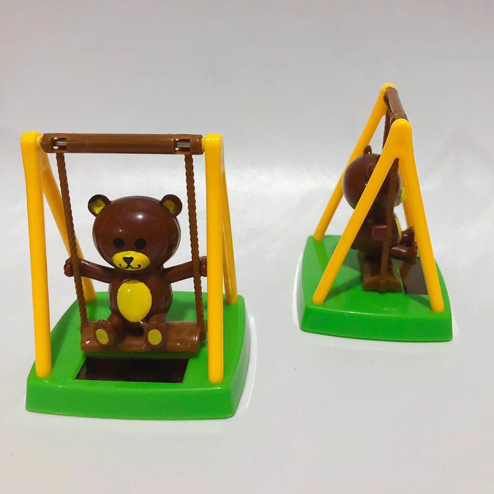 Мультфильм качели фигурка медведь солнечной энергии авто откидной клапан горшок