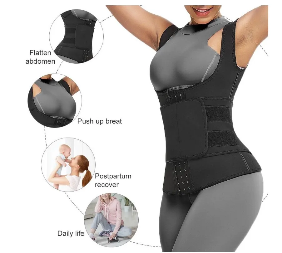 

Wholesale Waist Trainer Corset Hook Vest Neoprene Body Shaper Waist Cincher Tank Top Adjustable Straps Slimming Waist Shapers