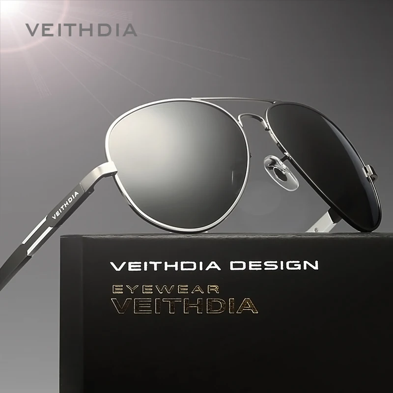 Мужские солнцезащитные очки VEITHDIA дизайнерские поляризационные из алюминиево