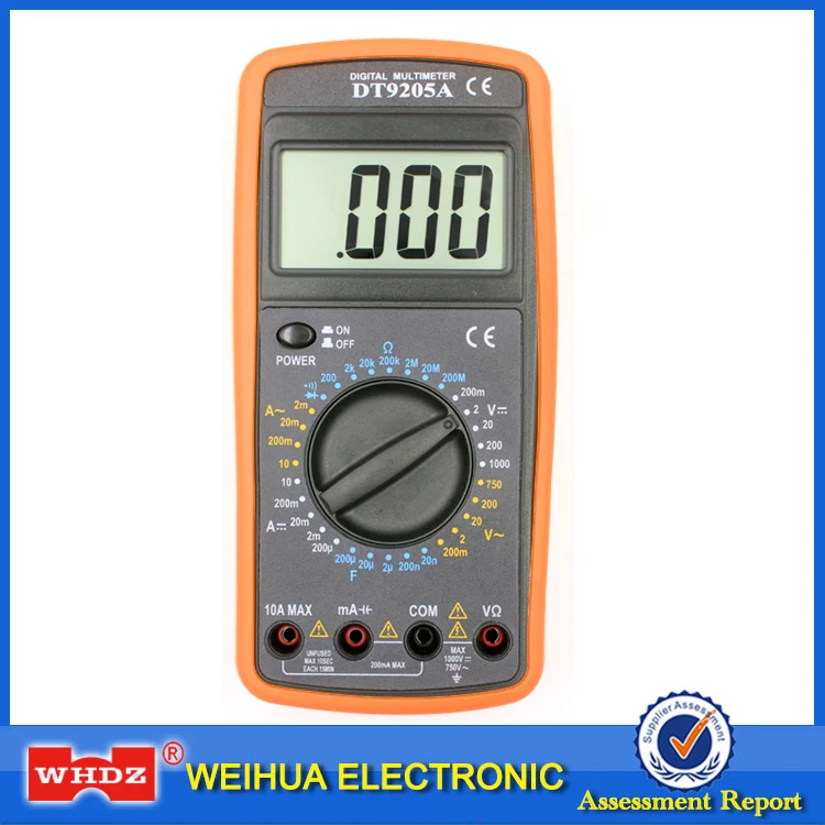 WHDZ DT9205A базовый Цифровой мультиметр Емкость hFE Тест Амперметр Вольтметр Сопротивление Тест er AC DC Электрический ЖК-дисплей ручной