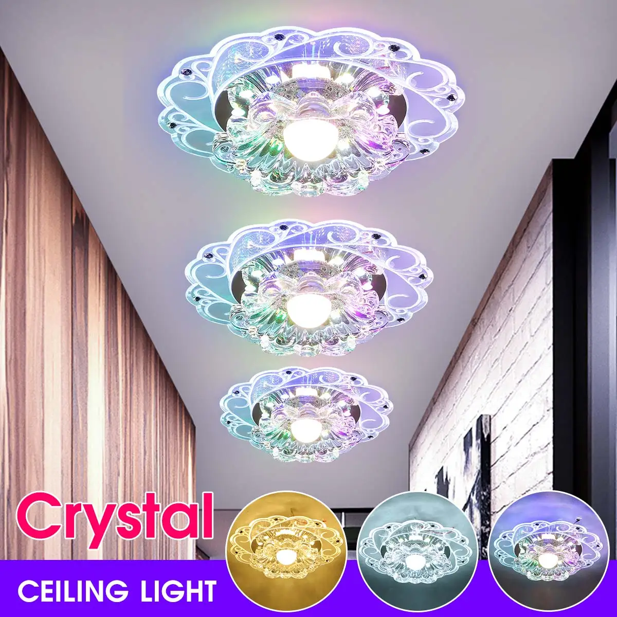 

Modern LED Crystal Ceiling Light For Hallway Living Room Lamp Bedroom Kitchen White/Warm white/Colorful 12W LED Ceiling Lamp
