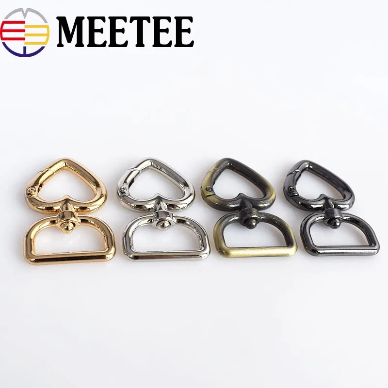 Металлические пряжки в форме сердца для сумок ремешков застежек брелоков