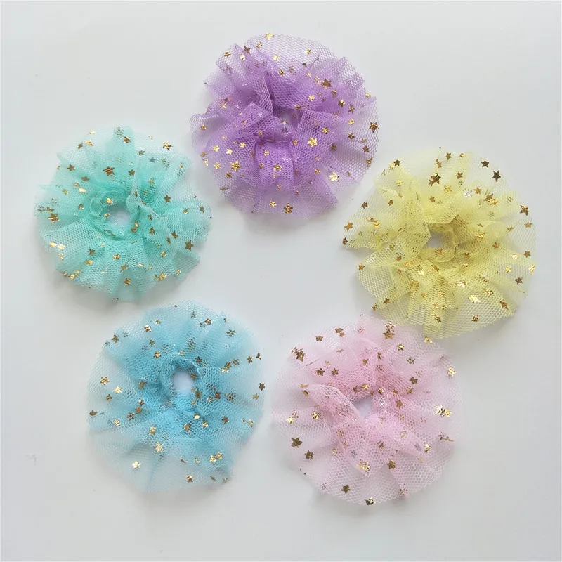 Mix color 6,5 см 30 шт./лот DIY ручной работы блестящий цветок мягкий аппликация для детей заколки для волос аксессуары - Цвет: Mix color