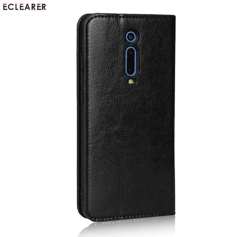 Чехол-Кошелек ECLEARER для Xiao mi Red mi K20/Pro, роскошный чехол из натуральной кожи для Xiaomi mi 9T mi 9 T/Pro, слоты для карт, откидной Чехол - Цвет: Черный