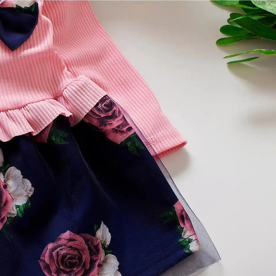 Осенне-зимнее вязаное платье с цветочным узором для девочек пуловер платья