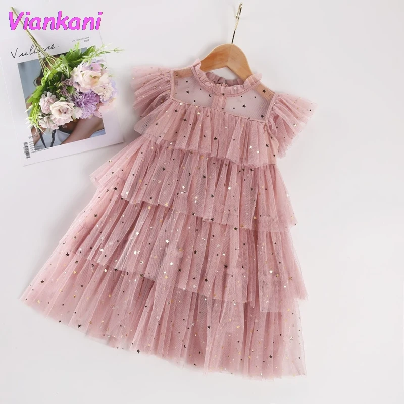 

Summer Girls Sequin Princess Dress For Kids Lace Chiffon Tutu Ball Gown Kids Bridesmaid Elegant Vestidos 2021 Children Dresses