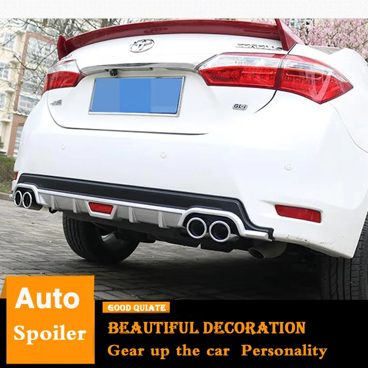 

Black/silver PP Plastic Car Rear Bumper Lip Diffuser For 2014-2017 Toyota Corolla Rear Spoiler Car Trunk Styling High Quality