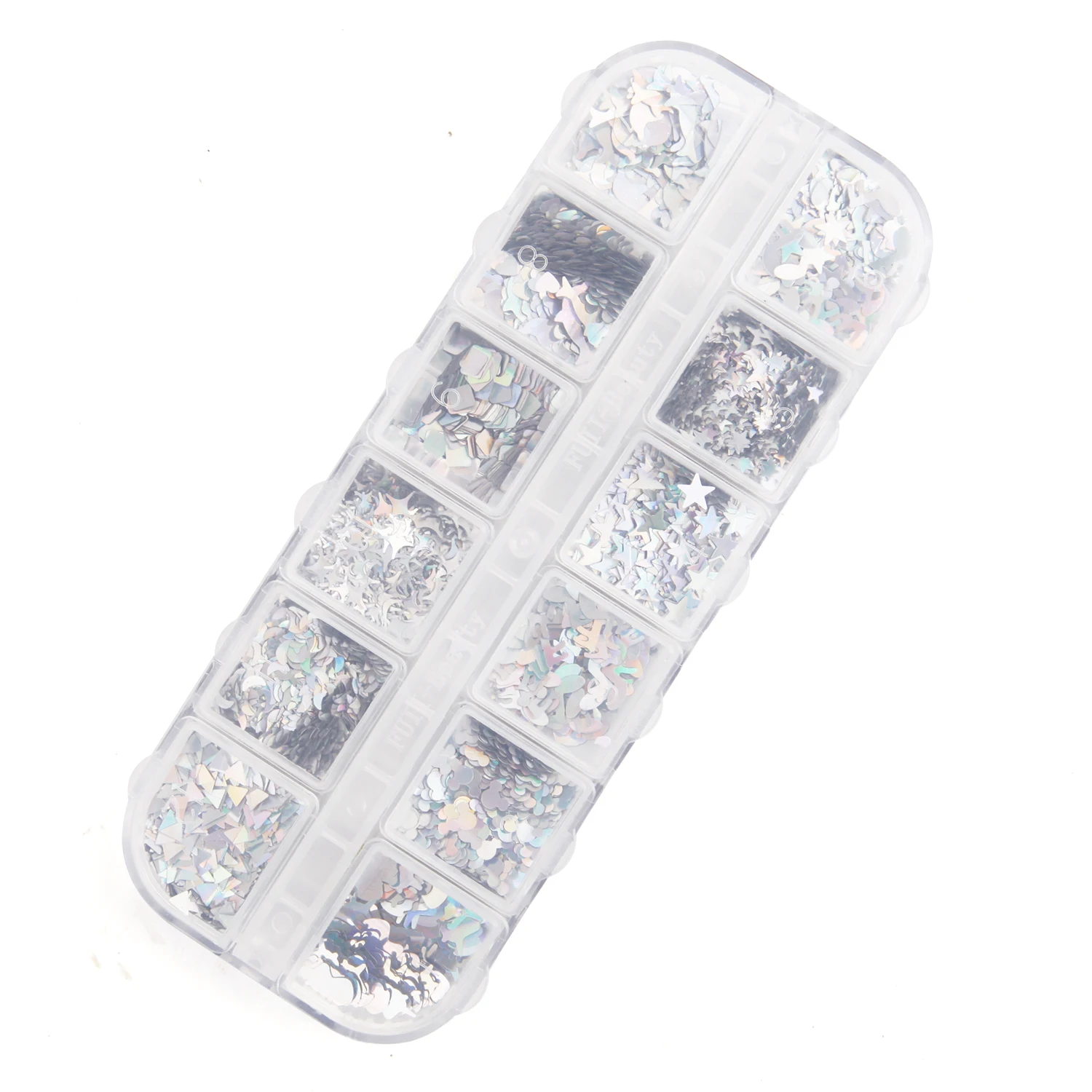 12 сетки Блеск Зеркало Бабочка ногтей блестки смешанные цвета 3D Радужный Звезда