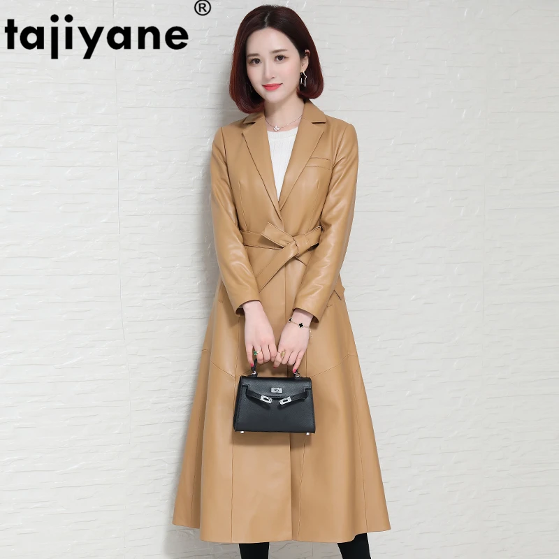 Real Genuine Leather Jacket Women Tops 2020 Autumn Winter Coat Windbreaker Sheepskin Korean Trench Long Coats 95260 | Женская одежда