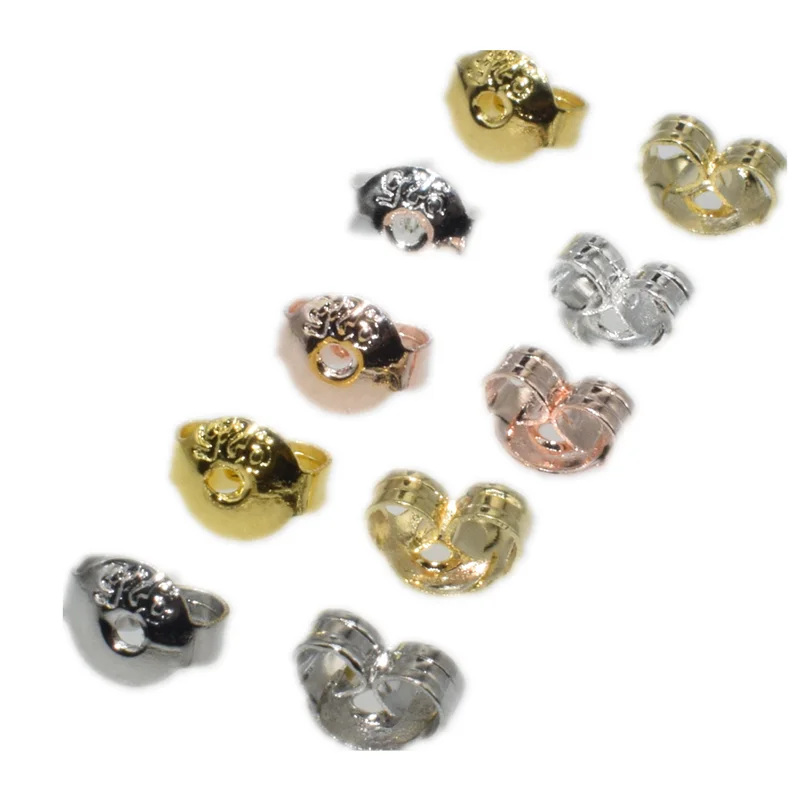 

50pcs 6x4.5mm Gold Silver Tone Copper Earrings Back Rose Butterfly Ear Nuts Stopper Fit DIY Jewelry Making Supplies