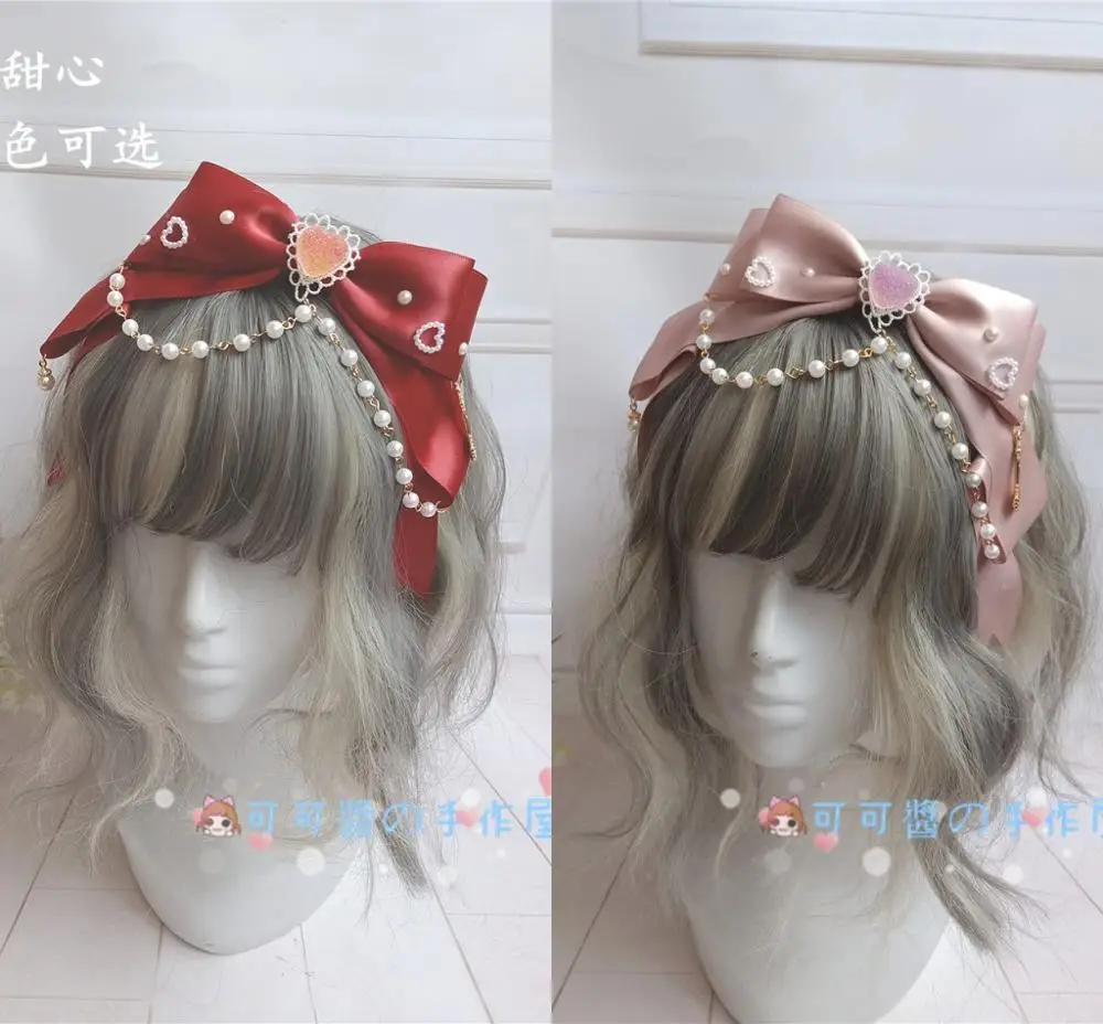 

Gorgeous Lolita KC Headband Cute Bowknot Bead Chain Headwear Cosplay Soft Girl Multicolor Sweet Princess JK Hair Ornaments