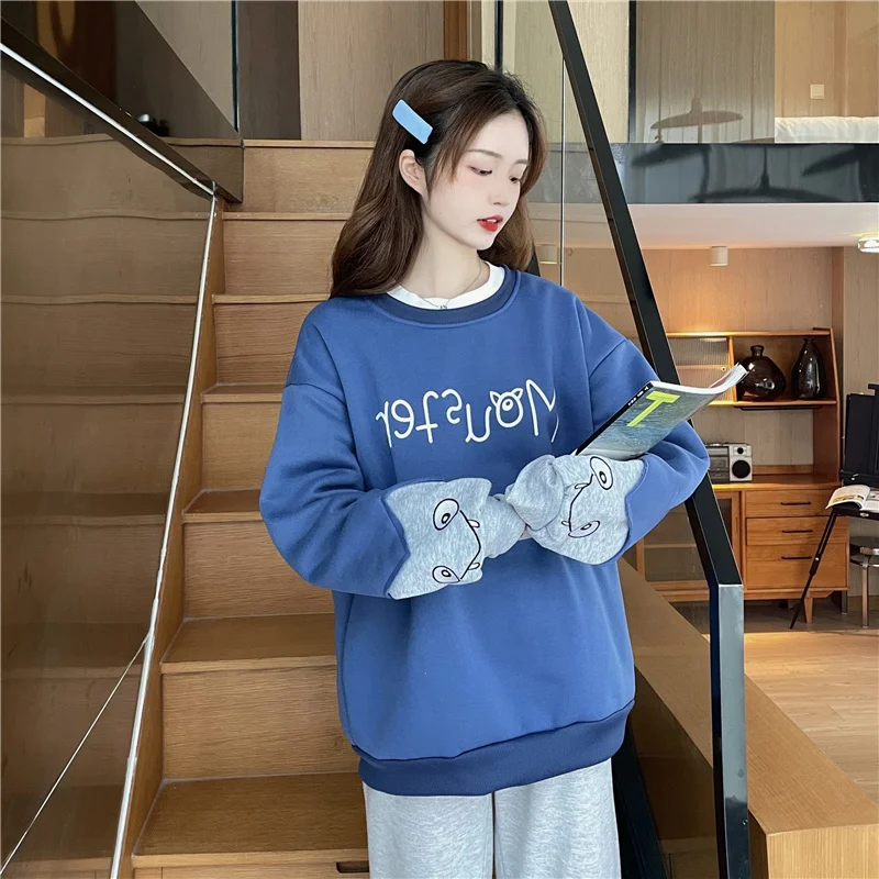 Женская толстовка с капюшоном свитер на осень новинка 2021 топ свободного покроя