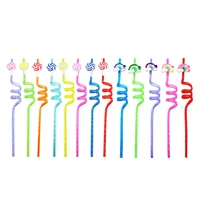 24pcs 26 cm colorful disposable plastic curved drinking straws cocktail straw disposable straw hawaii beach party decoration