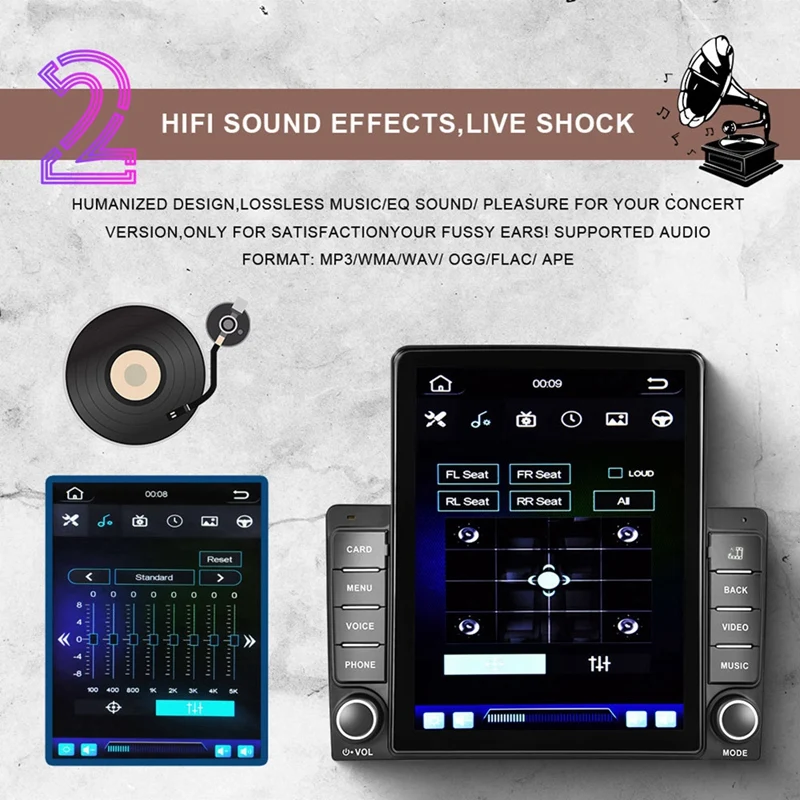 

2 Din 9.5Inch Contact Screen MP5 Player Car Stereo FM Radio for Apple/Andriod CarPlay Mirror Link Navi+ 12LED Camera