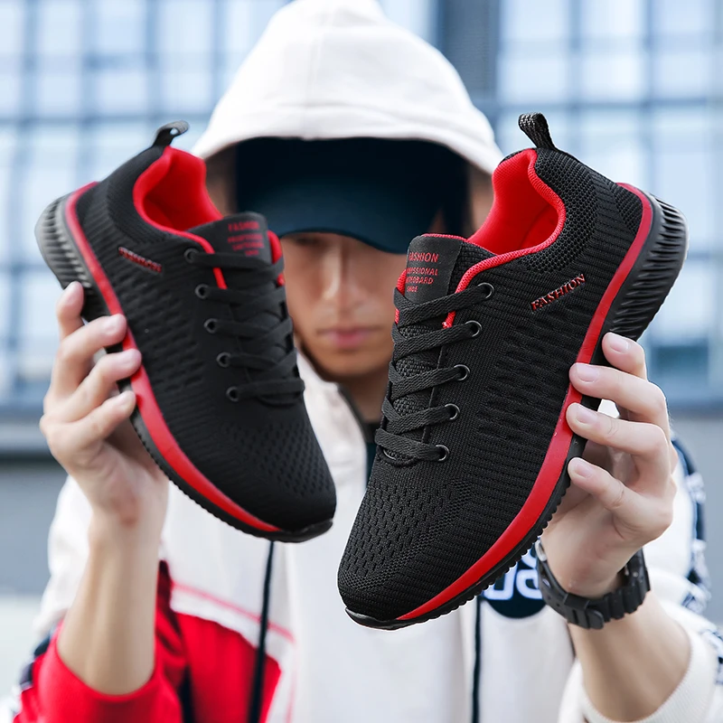 

Hot Men Casual Shoes Light and Soft Comfortable Mesh Breathable Men's Sneakers Black Big Size 39-48