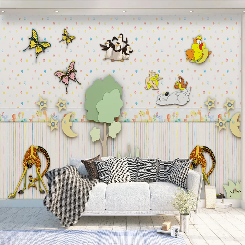 

Custom Wallpaper 3d Butterfly Cartoon Kids Room Decoration Wall Mural