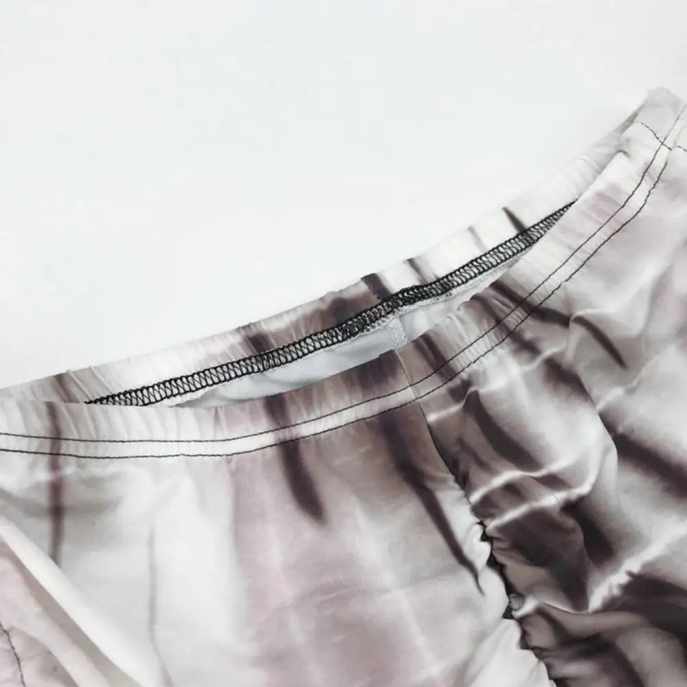 

2021 Tassel Activity Clother Female Vintage Stripe Print 2 Piece Set Street Full Crop Top Shorts Ruched Set Sport Slim Set