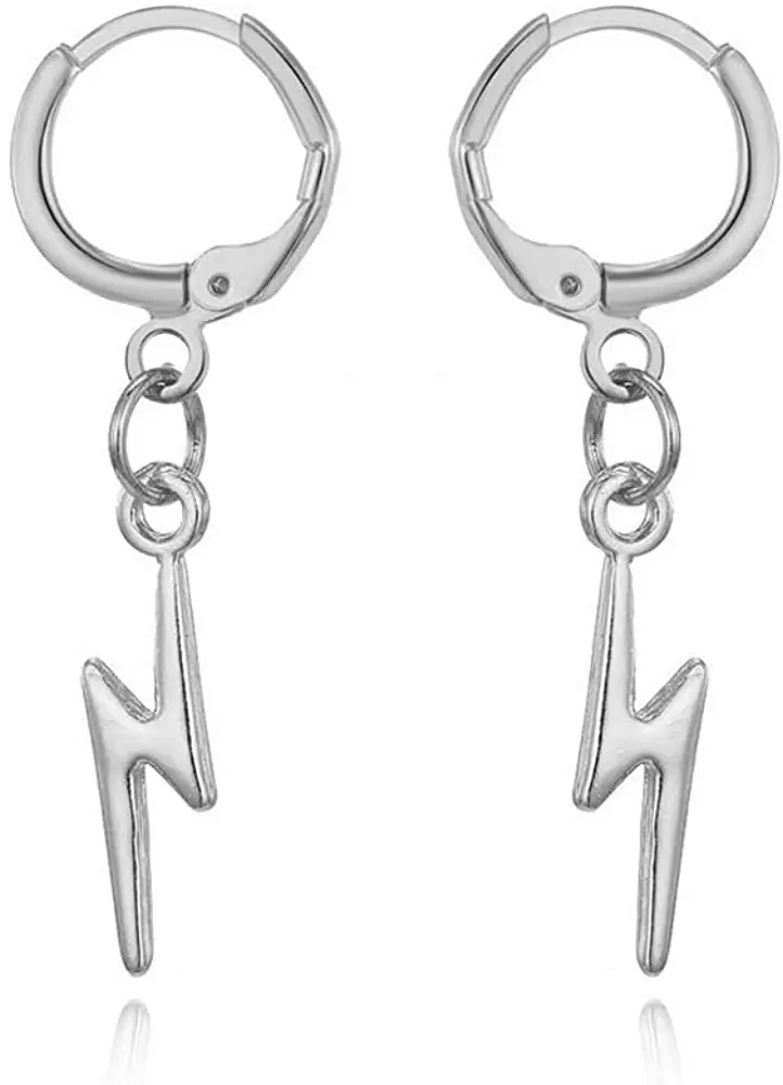 

Lightning bolt hoops with simple open ear hook earrings, Bohemian style Z shaped hug earrings are fashion accessories for teens