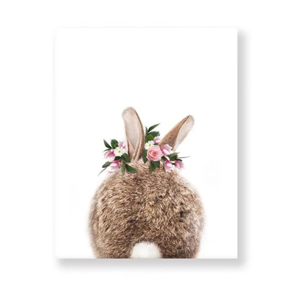 Кролик BunnyTail лесной животный детский Декор цветок холст картина девушки плакат печать стены Искусство картина Детская комната Домашний декор - Цвет: Bunny tail 2