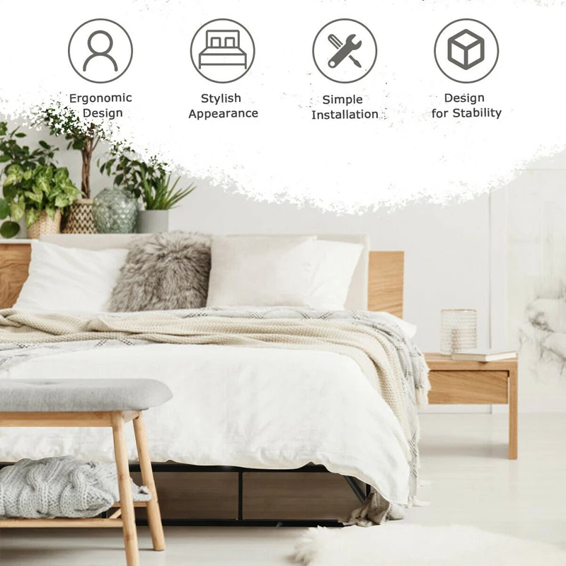 

COSTWAY Queen Size Platform Low Profile Bed Frame HW63186