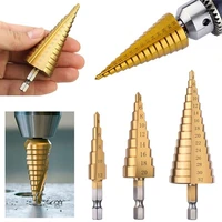 1pc3pcs hss step drill bit set cone hole cutter taper metric titanium coated metal hex core drill bits