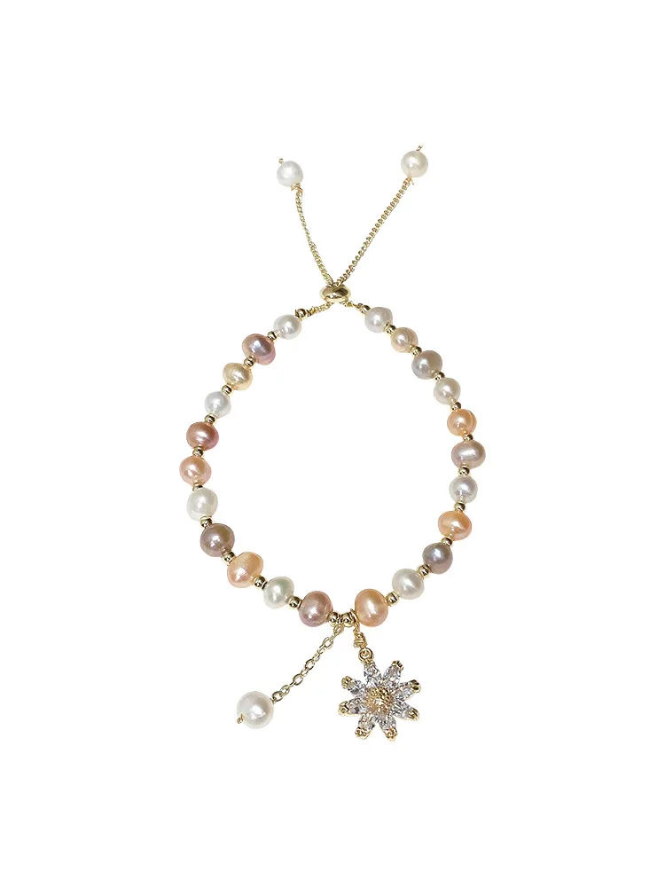 

VA-74 Diamond Flower Pearl Bracelet Retro Baroque Simple Temperament Bracelet Fashion Fairy Jewelry Female