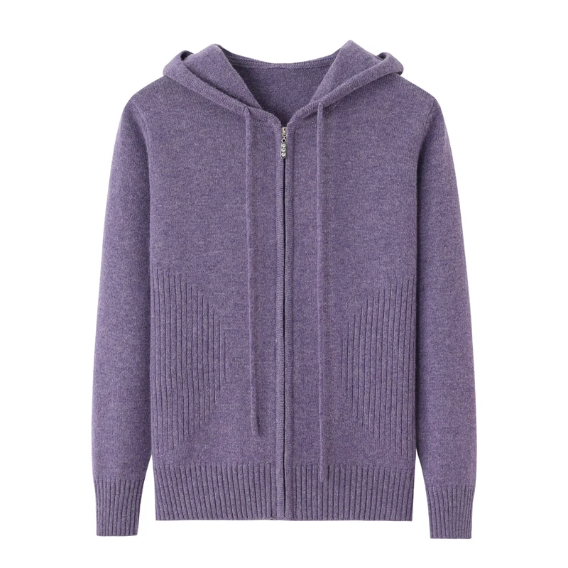 Женские вязаные толстовки на молнии больших размеров повседневные с капюшоном