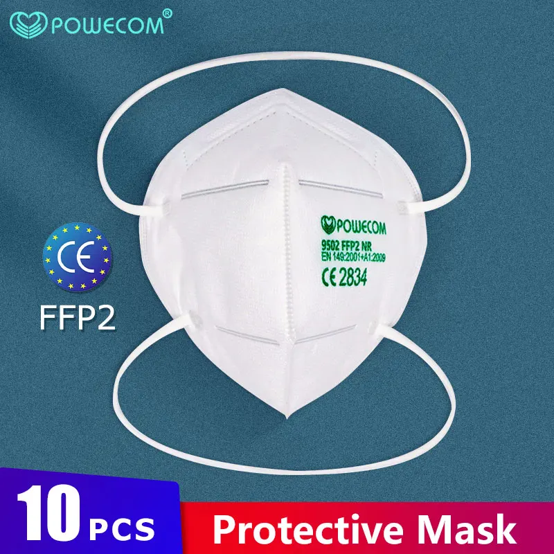 

Powecom FFP2 Masks with CE Certification Safety Face Mask Protective ffp2mask 95% Filtration Mouth Muffle Cover Headband Style