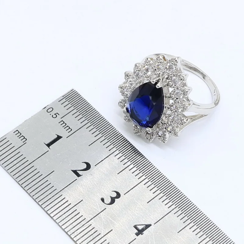 Набор украшений для женщин серебряного цвета Королевского синего