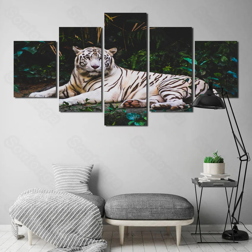 

Frameless Painting Animal Tiger Staring Personality Simple Style Modern Living Room Home Decoration Art Wallpaper Wallpaper